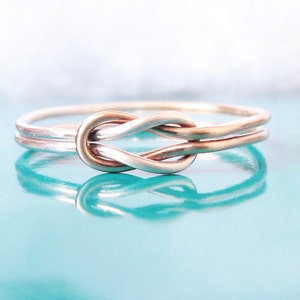 Two Tone Double Knot Ring-Best Friend Ring-Hug Infinity Ring-Tie the Knot Ring-Sailor Knot Ring-Celtic Knot Ring-Lovers Knot-Gold Silver image 4