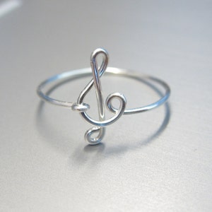 Schlichte Violinschlüssel Ring-klassische Musik Schmuck-zierliche Musik Geschenk für Her-Wire Musik Ring-Beste Freundin Geschenk-Einzigartige Note Ring-Sterling