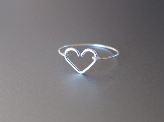 Sterling Silver Heart Ring-Gold Wire Heart Ring-Rose Gold | Etsy
