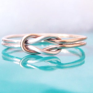 Two Tone Double Knot Ring-Best Friend Ring-Hug Infinity Ring-Tie the Knot Ring-Sailor Knot Ring-Celtic Knot Ring-Lovers Knot-Gold Silver image 2