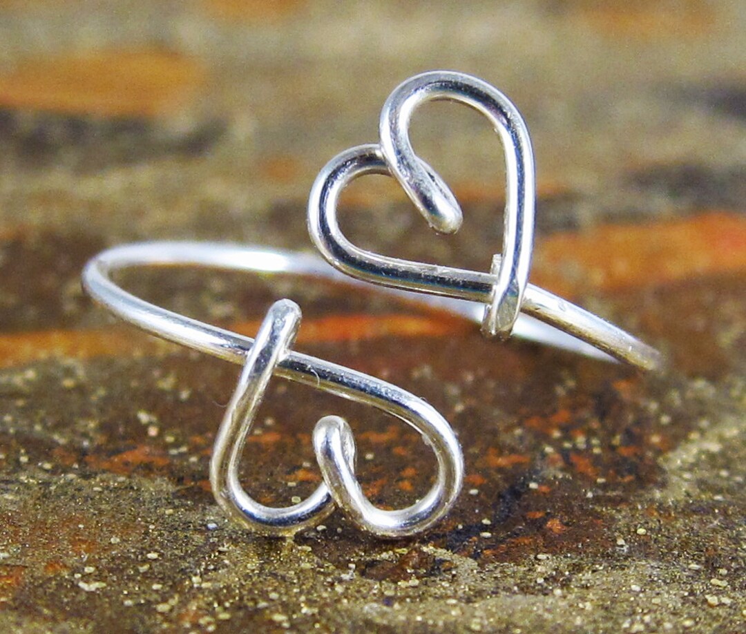 Sterling Silver Double Heart Ring-rose Gold Heart Jewelry-gold - Etsy