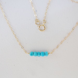 Genuine Turquoise Necklace-Dainty Turquoise Jewelry-December Birthstone Necklace-Birthstone Jewelry-Blue Gemstone Gift-Silver Gold Rose Gold