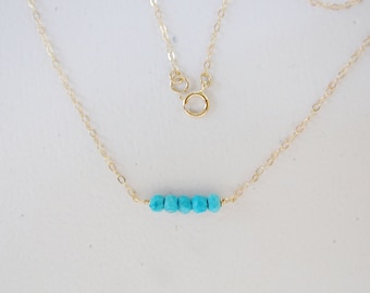 Genuine Turquoise Necklace-Dainty Turquoise Jewelry-December Birthstone Necklace-Birthstone Jewelry-Blue Gemstone Gift-Silver Gold Rose Gold