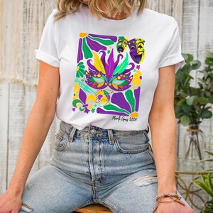 Floral Mardi Shirt, Mardi Gras Tee, Masquerade Tee, Fleur De Lis Tee, Crawfish Beads Tee, Kings Cake Shirt, Fat Tuesday Tee, Carnival Shirt