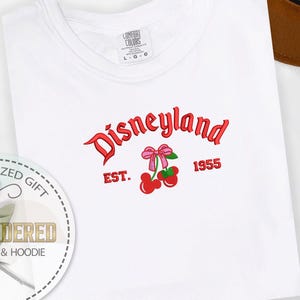 Embroidery Disney Shirt, Disney Cherry Shirt, Comfort Color, Disneyland 1955 Tee, Embroidery Cherry Tee, Mickey Mouse Tee, Minnie Cherry Tee
