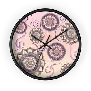 Mandala Wall Clock, Boho Home Decor, Intricate Floral Design, Zen Office Clock, Gift for Yoga Lover, Meditation Room Wall Art