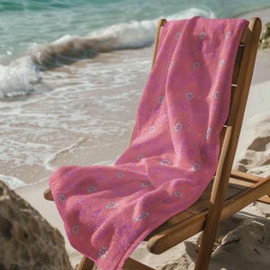Beach Towel, Soft Floral Mink Cotton Towel, Summer Pool Towel, Large Lightweight Blanket, Tropical Vacation Gear, Boho Bathroom Decor