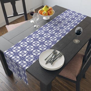 Geometric Table Runner: Modern Farmhouse Dining, Cotton Poly Blend