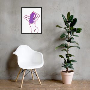 Naked Woman Arms Up “Stitched” Framed poster
