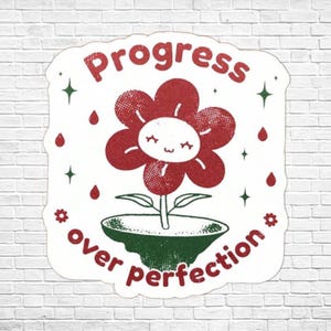 Progress Over Perfection  – Cute Aesthetic Vinyl Decal
