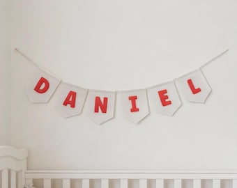 Stitched Personalized Name Bunting, Custom Felt Banner, Birthday Party Decor, Nursery Hanging, Baby Shower Decoration, Kids Room Wall Decor