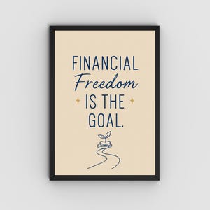 Financial Freedom Art Print: Minimalist Money Quote, Home Office Decor (Digital Download 8x10&quot; )