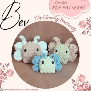 Chunky Butterfly Crochet Pattern, Butterfly Amigurumi Pattern, Easy Crochet Plushie Stuffed Animal, No Sew, Instant Digital Download PDF