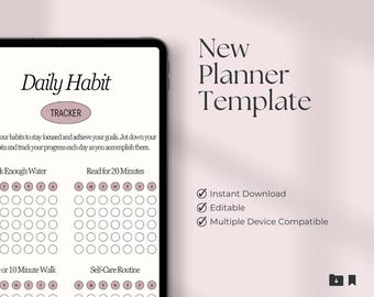 Tracker delle abitudini quotidiane / Planner degli obiettivi stampabile / Download digitale