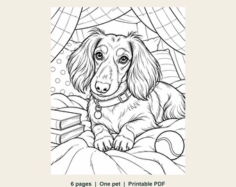 Custom Pet Coloring Book from Photo, 6 Personalized Dog or Cat Pages, Printable PDF
