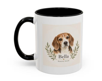 Pet Memorial Portrait Mug from Photo, Personalized Dog or Cat Remembrance Gift