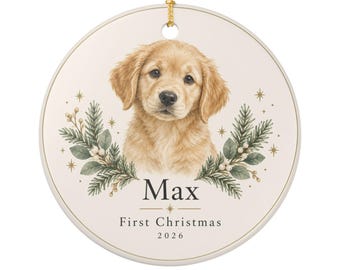 First Christmas Pet Ornament from Photo, Personalized Dog or Cat Portrait