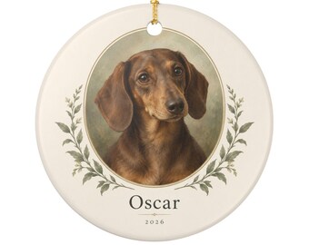 Custom Pet Christmas Ornament from Photo, Personalized Vintage Dog or Cat Portrait