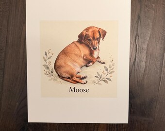 Custom Pet Portrait Print from Photo, Personalized Dog or Cat, Unframed 8x10