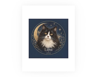 Custom Pet Portrait Print from Photo, Moon and Stars, Unframed 8x10