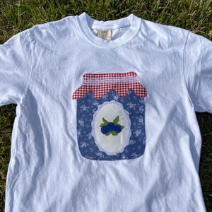 Patchwork T-Shift, Handmade, Comfort Colors, Patchwork, Jam Jar, Appliqué T-Shirt, Cottagecore Gift, Farmhouse Summer Style, Retro Jar Tee,