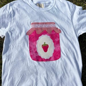 Patchwork T-Shift, Handmade, Comfort Colors, Patchwork, Jam Jar, Appliqué T-Shirt, Cottagecore Gift, Farmhouse Summer Style, Retro Jar Tee,