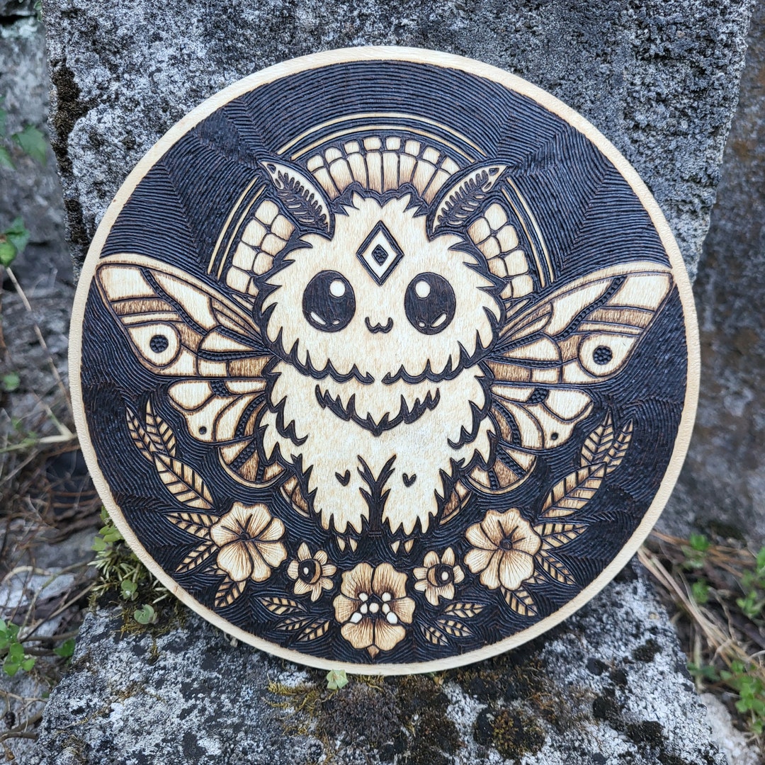 Hand Wood Burned Kawaii Moth Wall Hanging. Pyrography. Cute. Nature. - Etsy