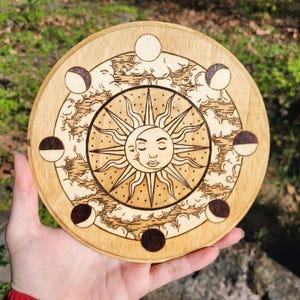 Made to Order. Hand Wood Burned Moon Phase Wall Hanging. Celestial. Sun. Witch. Astrology. Cottagecore. Pyrography.