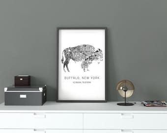 Buffalo NY Map Print: Silhouette Wall Art (Digital Download)