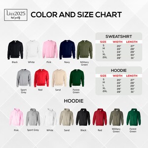 a color chart of men's sweaters and hoodies