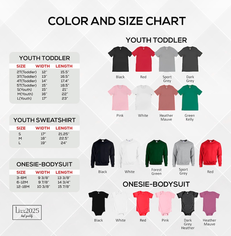 a poster with different colors and sizes of shirts