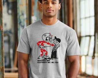 Mr. Electricity Retro Tee: Funny 70s Style Graphic T-Shirt