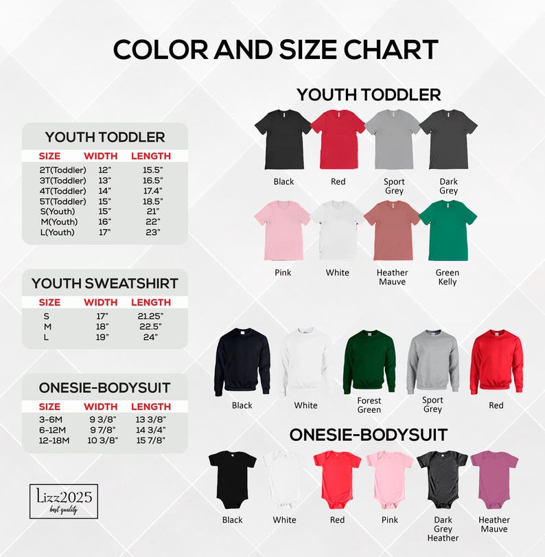 a poster with different colors and sizes of shirts
