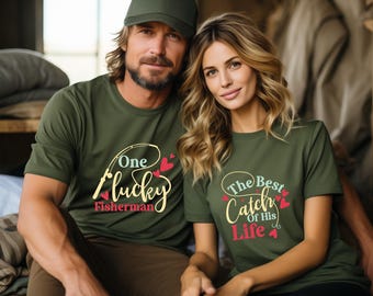 Matching Fisherman Couples Shirts, Anniversary Honeymoon Tees