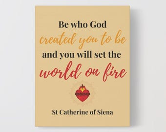 St. Catherine of Siena Canvas | Catholic Saint Quote Wall Art | Inspirational Home Decor