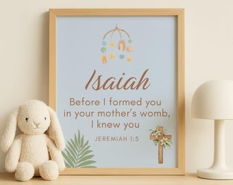 Personalized Nursery Print: Bible Verse Baptism Gift (Digital Download 8x10in