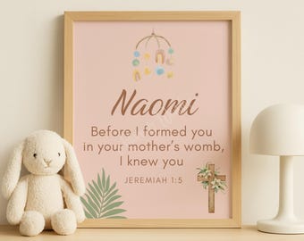 Personalize Nursery Print: Baby Girl Baptism Gift (Digital Download 8x10in JPGs)