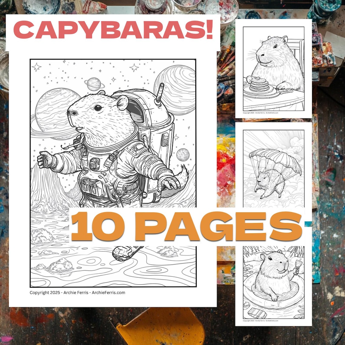 Capybara Coloring Pages (digital) | 10 Printable Designs - Etsy