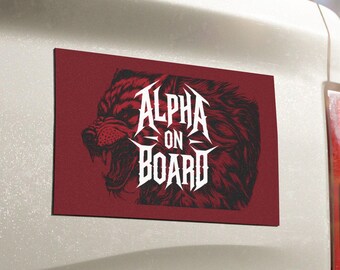 Alpha On Board Car Magnet: Red Werewolf Vinyl Bumper Sticker