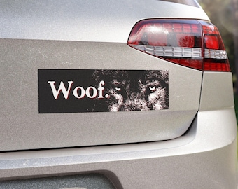 Woof Wolf -  Emo Gothic Vinyl All Weather Medieval Fantasy Car Magnet / Wolf Girl Bumper Sticker Magnet, Car / Vehicle Accessory