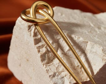 Épingle à cheveux nouée : porte-chignon minimaliste doré ou argenté, épingle à cheveux française élégante