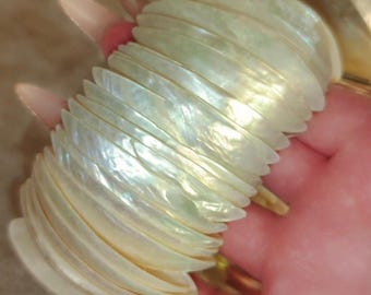 Handmade Mother of Pearl Cuff Bracelet: Ocean-Inspired Luxury Gift