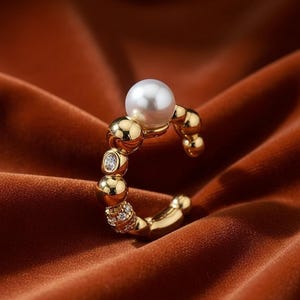 Pearl Ear Cuff | Stackable Ear Cuff No Piercing | CZ Gold Ear Cuff | 14K Gold Plated Cartilage Cuff | Elegant Minimal Ear Jewelry