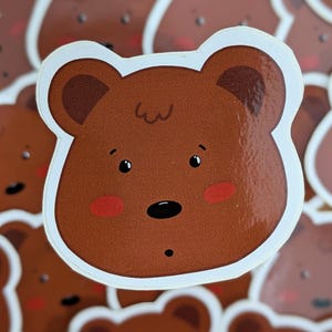 adorable bear face sticker