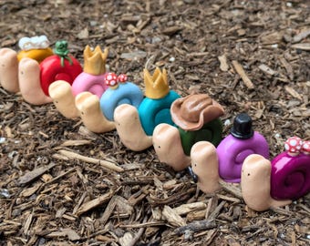 snails with hats polymer clay desk friend
