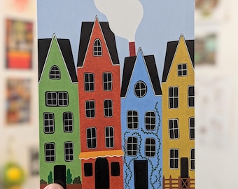 colorful houses art print