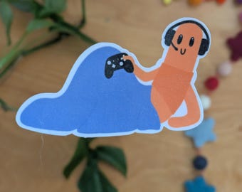 cozy console gamer worm sticker
