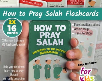 Tarjetas didácticas de oración para niños / Guía de oración islámica (Descarga en PDF, versión para niños)