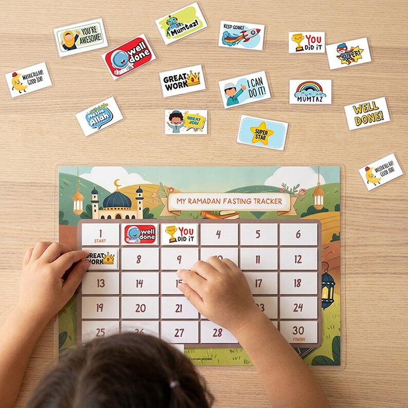 Ramadan Tracker Printable for Kids, Fasting & Taraweeh Chart, Islamic ...