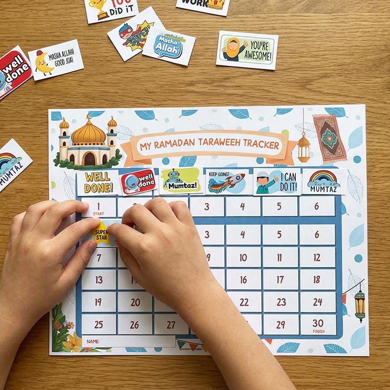 Ramadan Tracker Printable for Kids, Fasting & Taraweeh Chart, Islamic ...